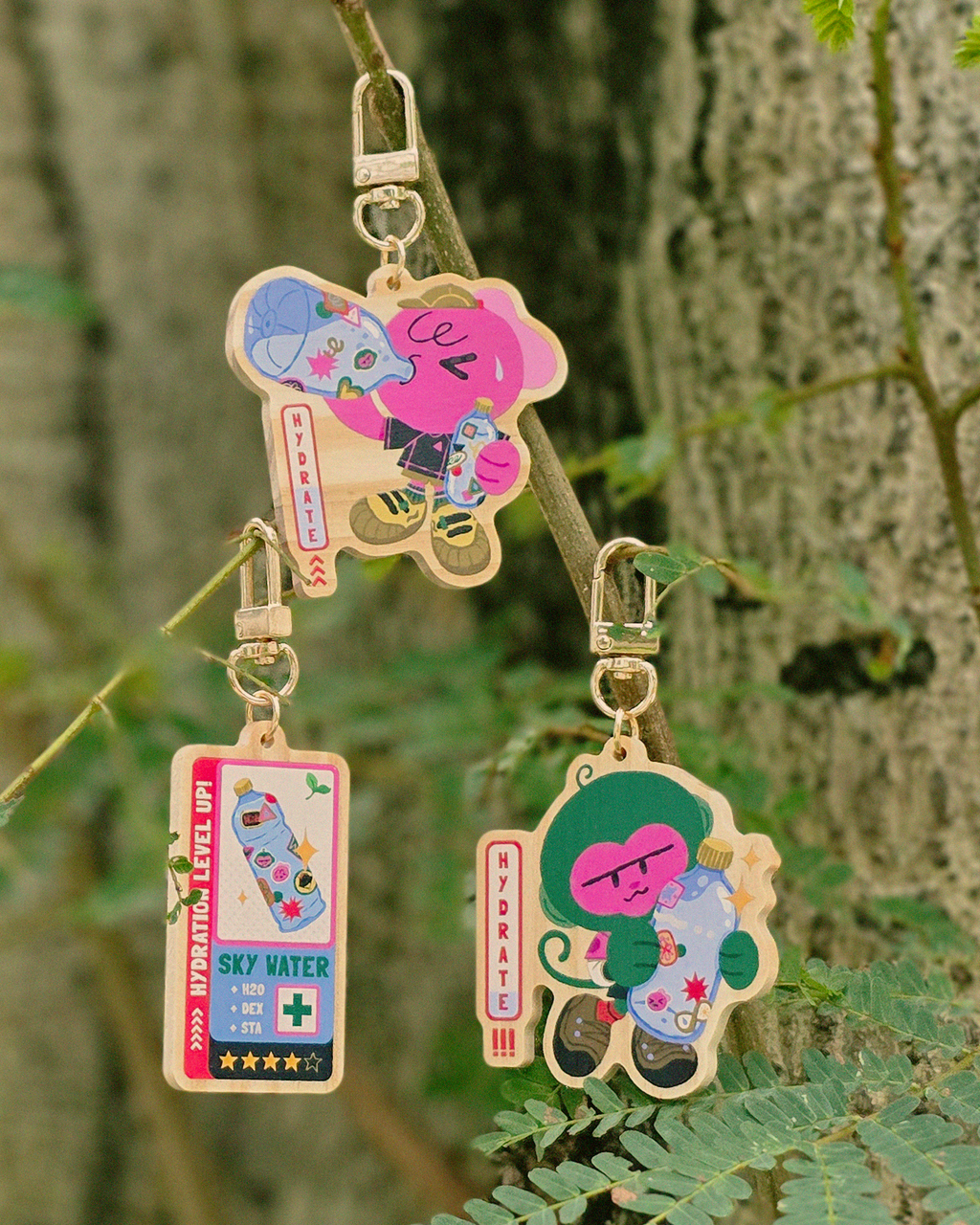 HYDRATE!!! Wood Keychains