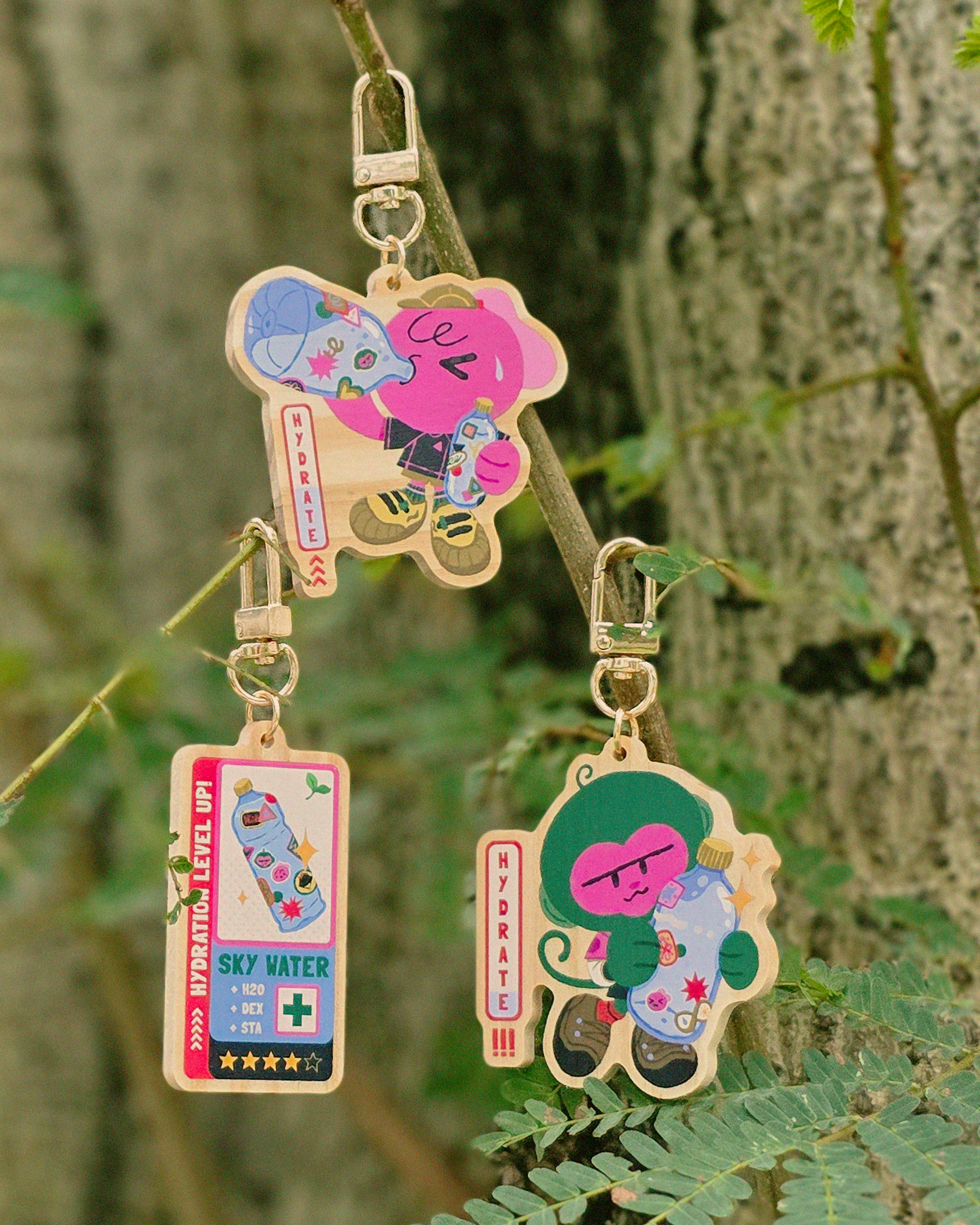 HYDRATE!!! Wood Keychains